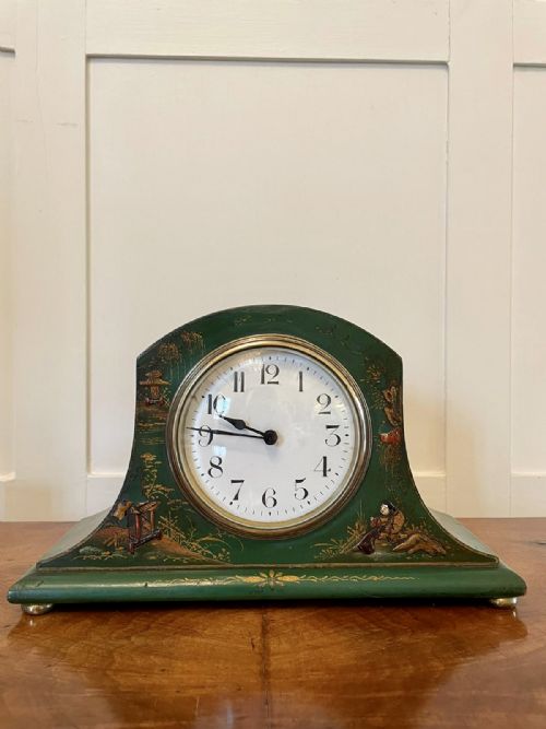 Art Deco Lacquered Chinoiserie Mantel Clock