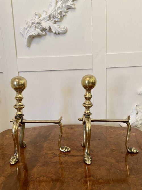 Pair of Victorian Brass Firedogs