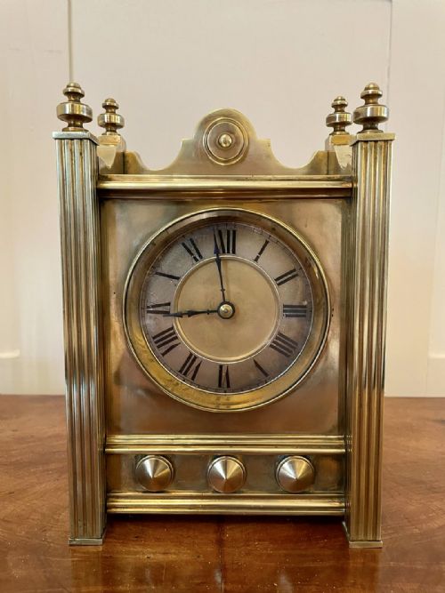Quality Eight Day Antique Brass Mantel Clock