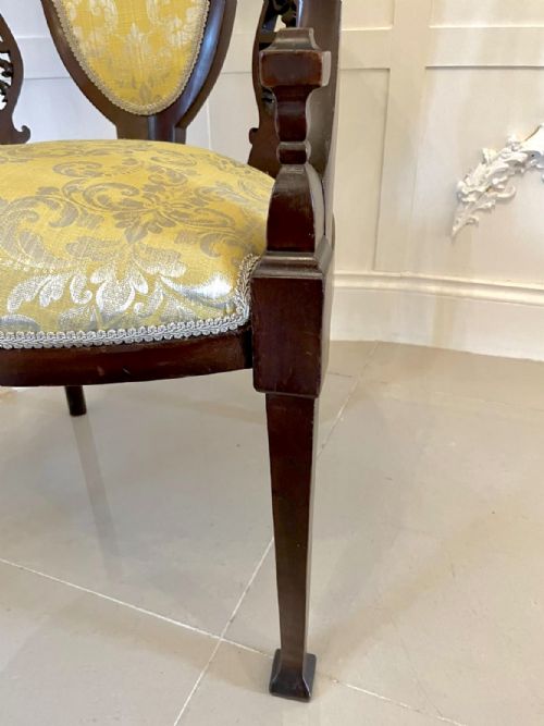 UNUSUAL ANTIQUE VICTORIA CARVED MAHOGANY ARMCHAIR - ADDITIONAL PHOTO 2