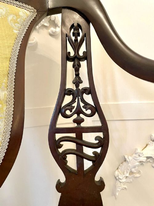 UNUSUAL ANTIQUE VICTORIA CARVED MAHOGANY ARMCHAIR - ADDITIONAL PHOTO 6