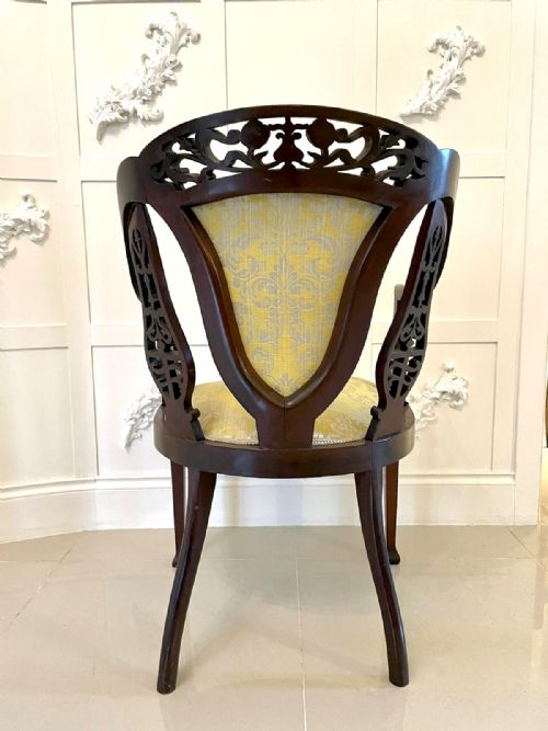 UNUSUAL ANTIQUE VICTORIA CARVED MAHOGANY ARMCHAIR - ADDITIONAL PHOTO 7
