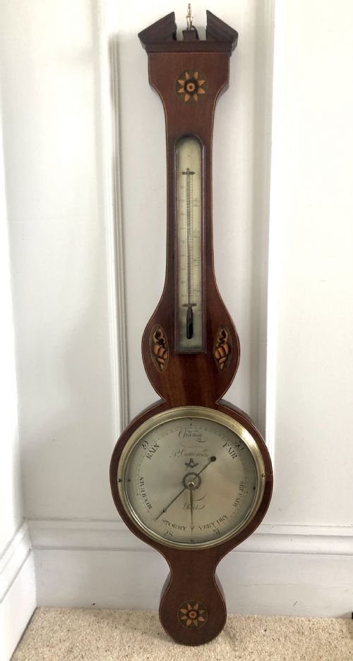 Antique 18th Century George III Inlaid Mahogany Banjo Barometer
