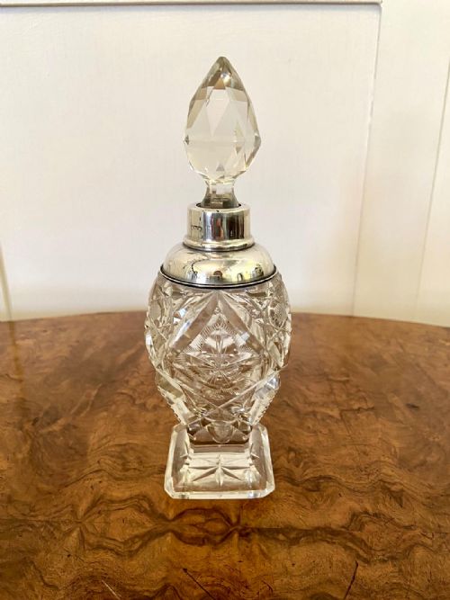 Antique Silver Topped Cut Glass Scent Bottle