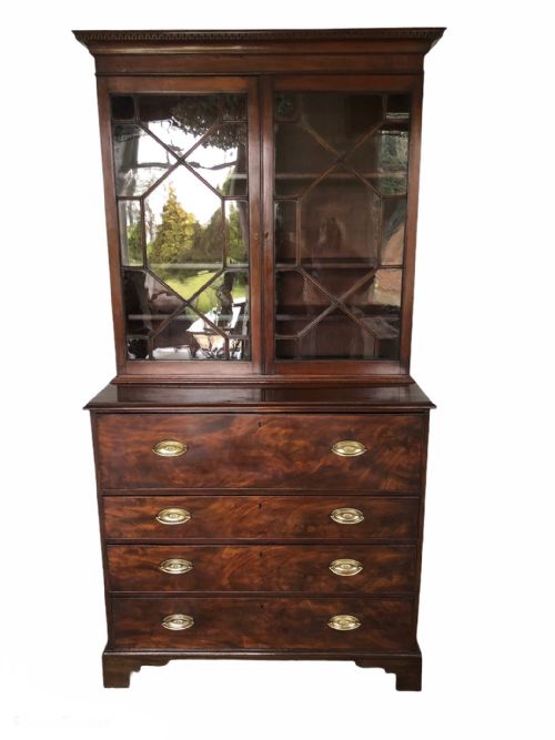 Antique George III Mahogany Secretaire Bookcase
