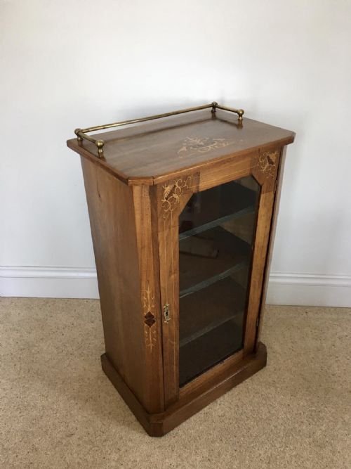 Antique Victorian Inlaid Walnut Music Cabinet