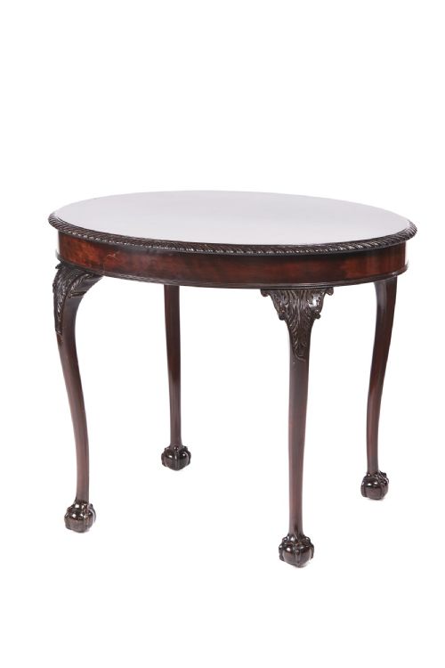Antique Victorian Oval Carved Mahogany Centre Table