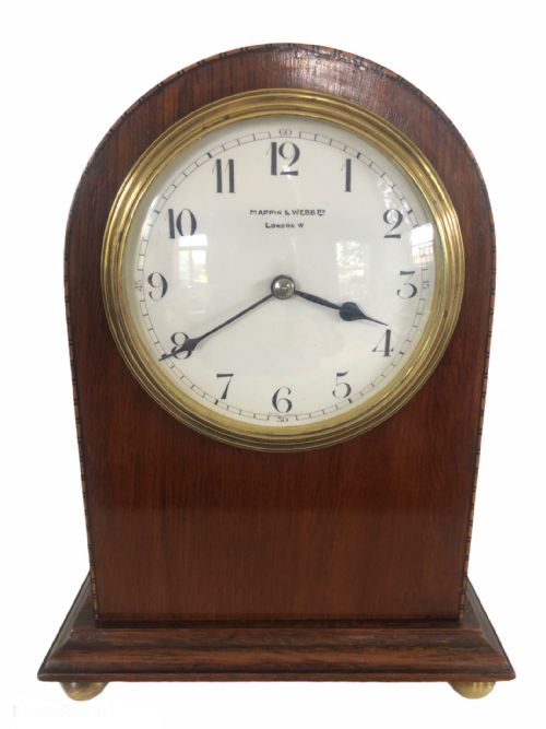 Antique Inlaid Mahogany Mantel Clock by Mappin & Webb
