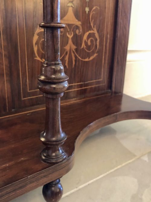 ANTIQUE EDWARDIAN INLAID ROSEWOOD OVERMANTEL MIRROR - ADDITIONAL PHOTO 3