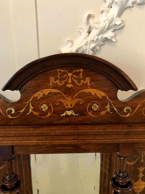 ANTIQUE EDWARDIAN INLAID ROSEWOOD OVERMANTEL MIRROR - ADDITIONAL PHOTO 7
