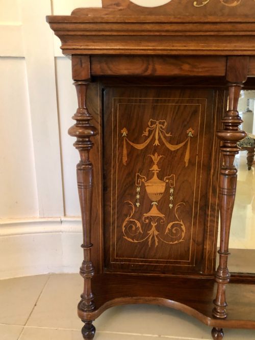 ANTIQUE EDWARDIAN INLAID ROSEWOOD OVERMANTEL MIRROR - ADDITIONAL PHOTO 8