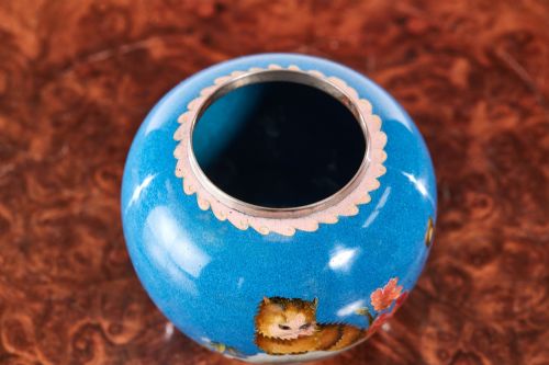 fig 1. Quality Antique Miniature Chinese Cloisonne Vase