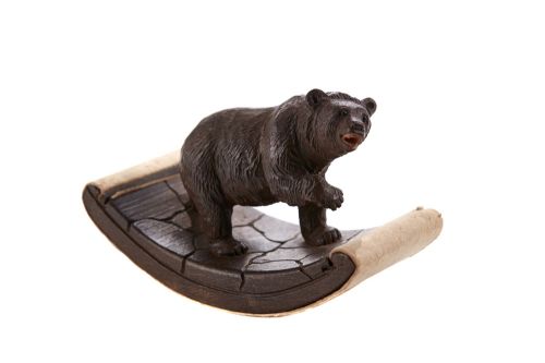 Unusual Antique Carved Black Forest Bear Desk Blotter