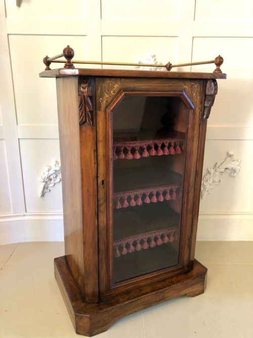 Antique Victorian Walnut Inlaid Music Cabinet