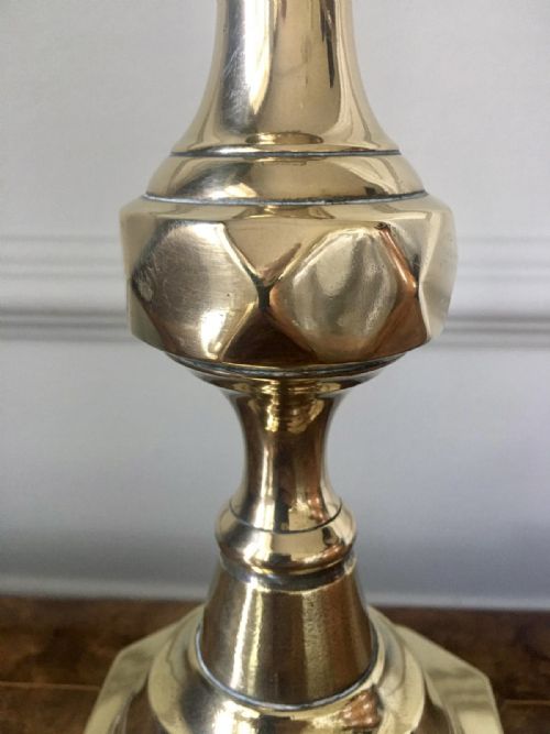 LARGE ANTIQUE VICTORIAN BRASS CANDLESTICKS - ADDITIONAL PHOTO 1