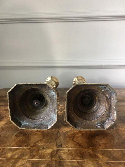 LARGE ANTIQUE VICTORIAN BRASS CANDLESTICKS - ADDITIONAL PHOTO 2