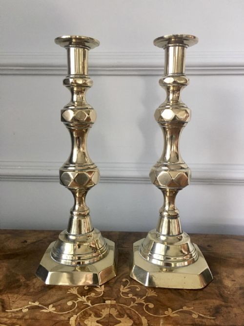 LARGE ANTIQUE VICTORIAN BRASS CANDLESTICKS - ADDITIONAL PHOTO 4