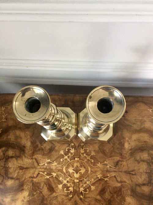 LARGE ANTIQUE VICTORIAN BRASS CANDLESTICKS - ADDITIONAL PHOTO 6
