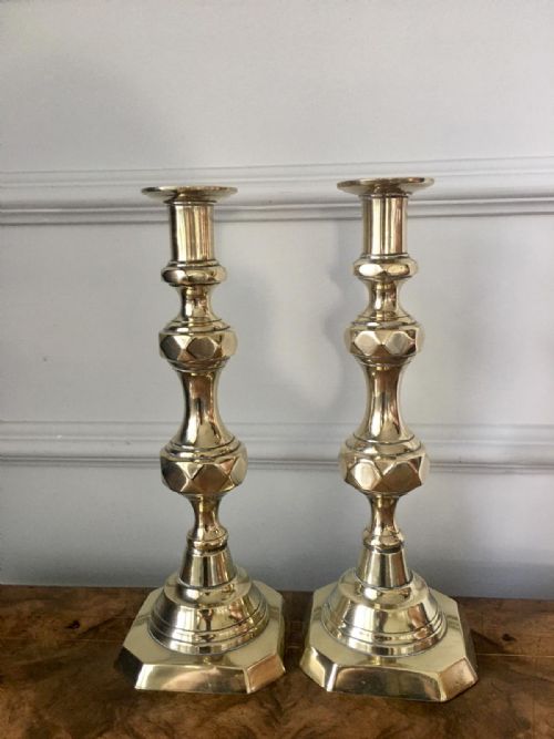 LARGE ANTIQUE VICTORIAN BRASS CANDLESTICKS - ADDITIONAL PHOTO 7