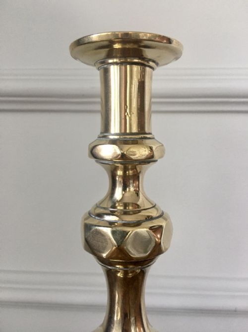 LARGE ANTIQUE VICTORIAN BRASS CANDLESTICKS - ADDITIONAL PHOTO 8