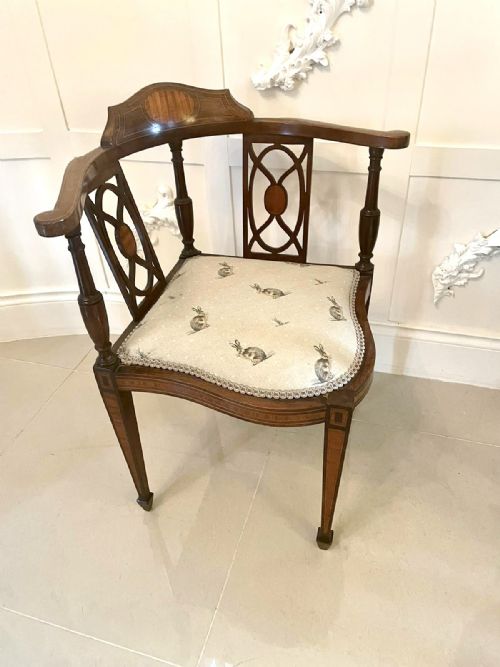 Antique Inlaid Mahogany Corner Chair
