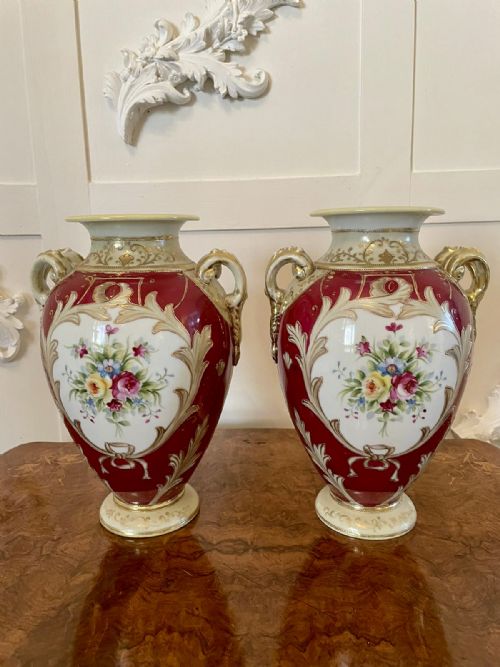 Pair of Quality Antique Noritake Vases