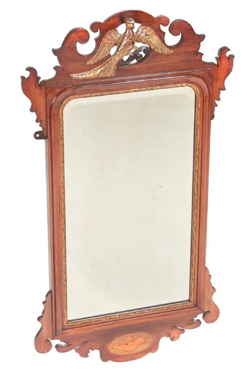Antique Edwardian Inlaid Mahogany Wall Mirror

