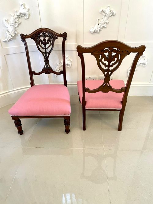 QUALITY PAIR OF ANTIQUE VICTORIAN CARVED MAHOGANY SIDE CHAIRS - ADDITIONAL PHOTO 2
