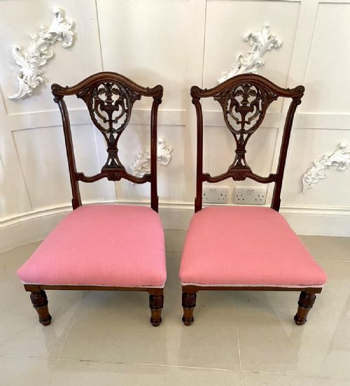 QUALITY PAIR OF ANTIQUE VICTORIAN CARVED MAHOGANY SIDE CHAIRS - ADDITIONAL PHOTO 3