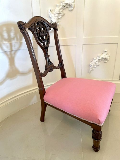 QUALITY PAIR OF ANTIQUE VICTORIAN CARVED MAHOGANY SIDE CHAIRS - ADDITIONAL PHOTO 4