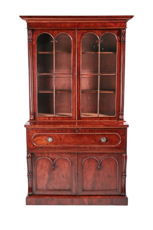 Exceptional Quality William IV Mahogany Secretaire Bookcase