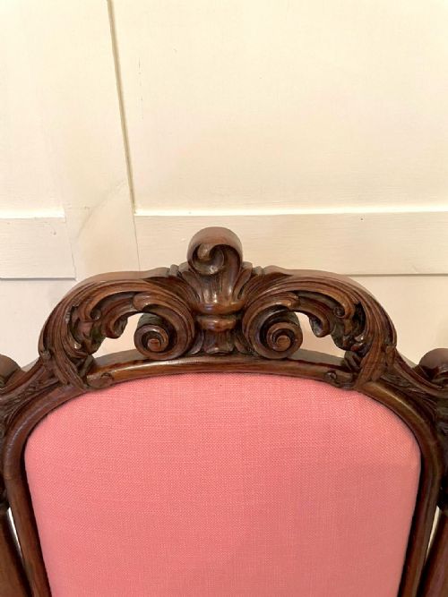 ANTIQUE VICTORIAN CARVED WALNUT LADIES CHAIR - ADDITIONAL PHOTO 2