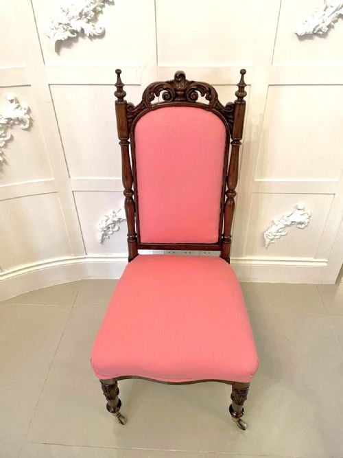 ANTIQUE VICTORIAN CARVED WALNUT LADIES CHAIR - ADDITIONAL PHOTO 3