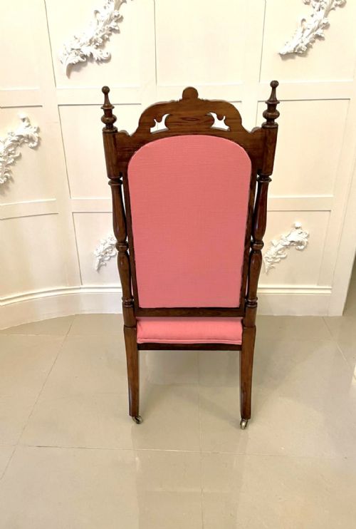 ANTIQUE VICTORIAN CARVED WALNUT LADIES CHAIR - ADDITIONAL PHOTO 5