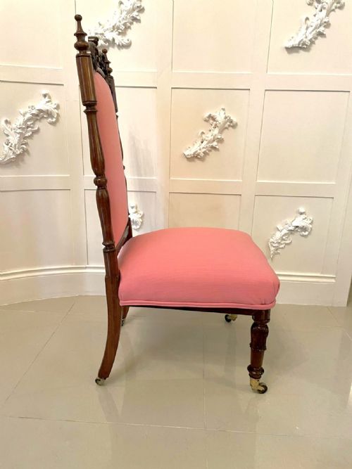 ANTIQUE VICTORIAN CARVED WALNUT LADIES CHAIR - ADDITIONAL PHOTO 9