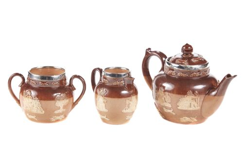 Victorian Miniature Doulton Three Piece Tea Set