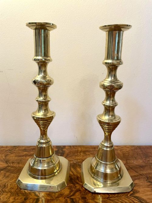 Pair of Antique Victorian Brass Candlesticks