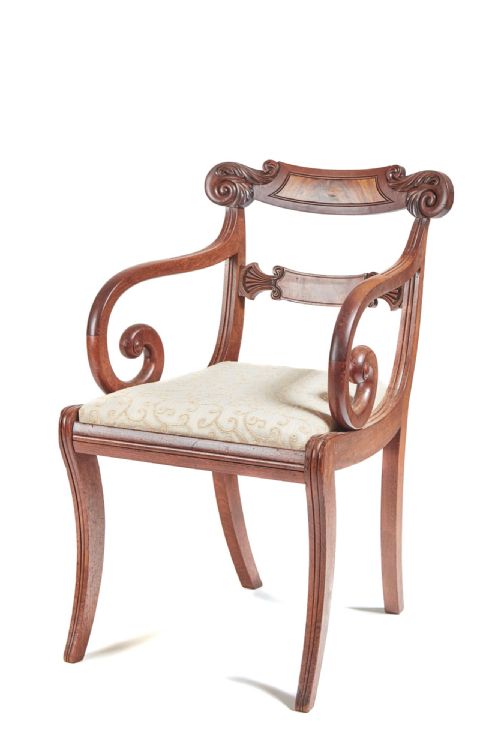 Fine Regency Mahogany Elbow / Desk Chair