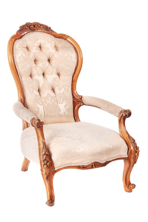 Victorian Carved Walnut Armchair
