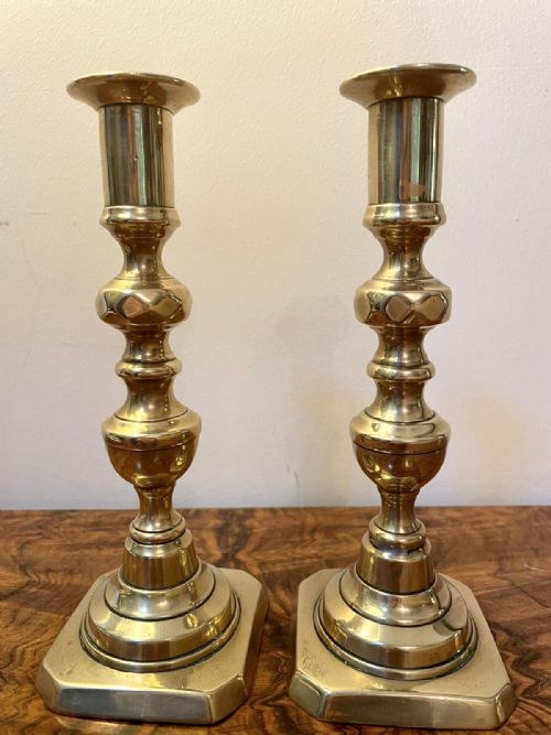 Pair of Antique Victorian Brass Candlesticks