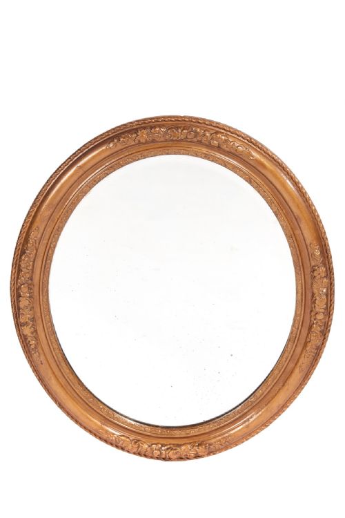 Antique 19th Century Carved Gilt Oval Wall Mirror 
