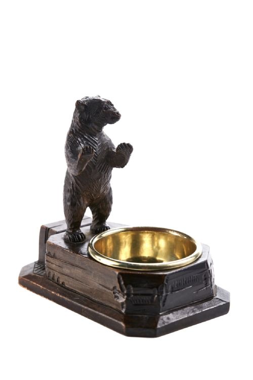 Unusual Carved Black Forest Bear Match Box Striker