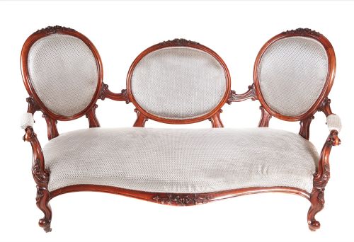 Fantastic Victorian Carved Walnut Cameo Back Settee.