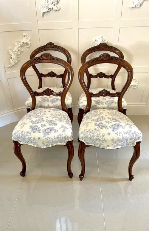 Quality Set of Four Antique Victorian Walnut Dining Chairs