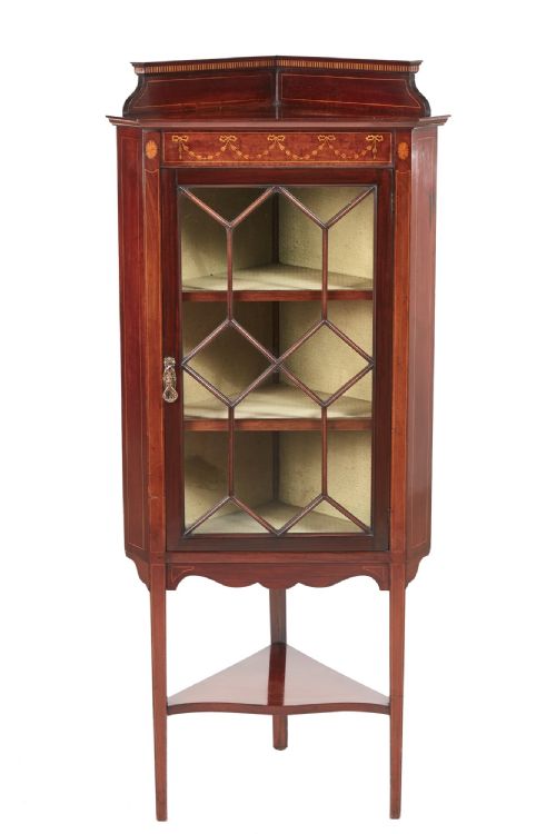 This Beautiful Edwardian Mahogany Inlaid Corner Cabinet