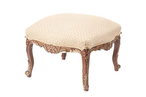 Victorian Carved Walnut and Gilt Stool
