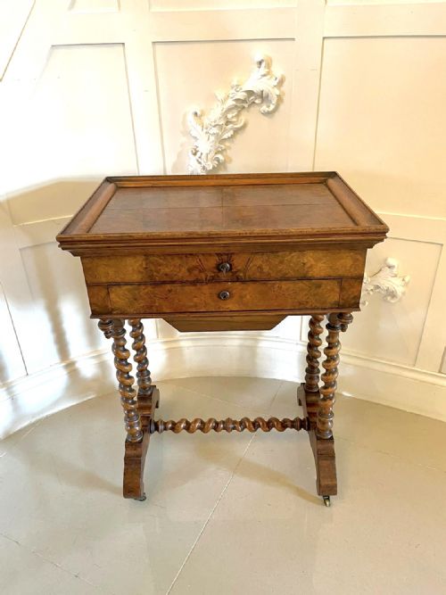 Fine Quality Antique Victorian Burr Walnut Work Table

