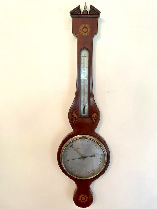 Antique Georgian Inlaid Mahogany Banjo Barometer
