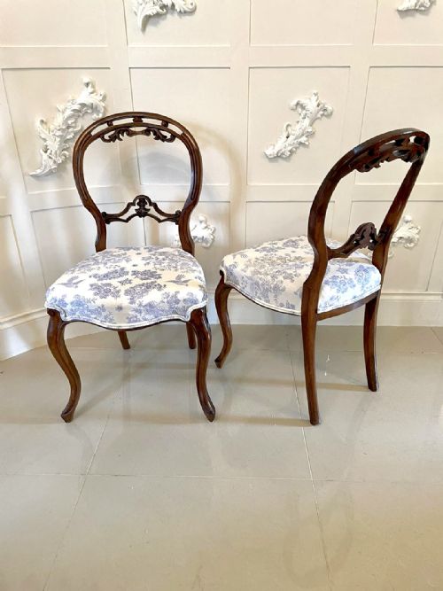 Quality Antique Victorian Pair of Walnut Side Chairs