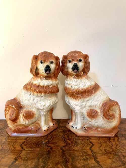 Large Pair of Antique Victorian Staffordshire Dogs